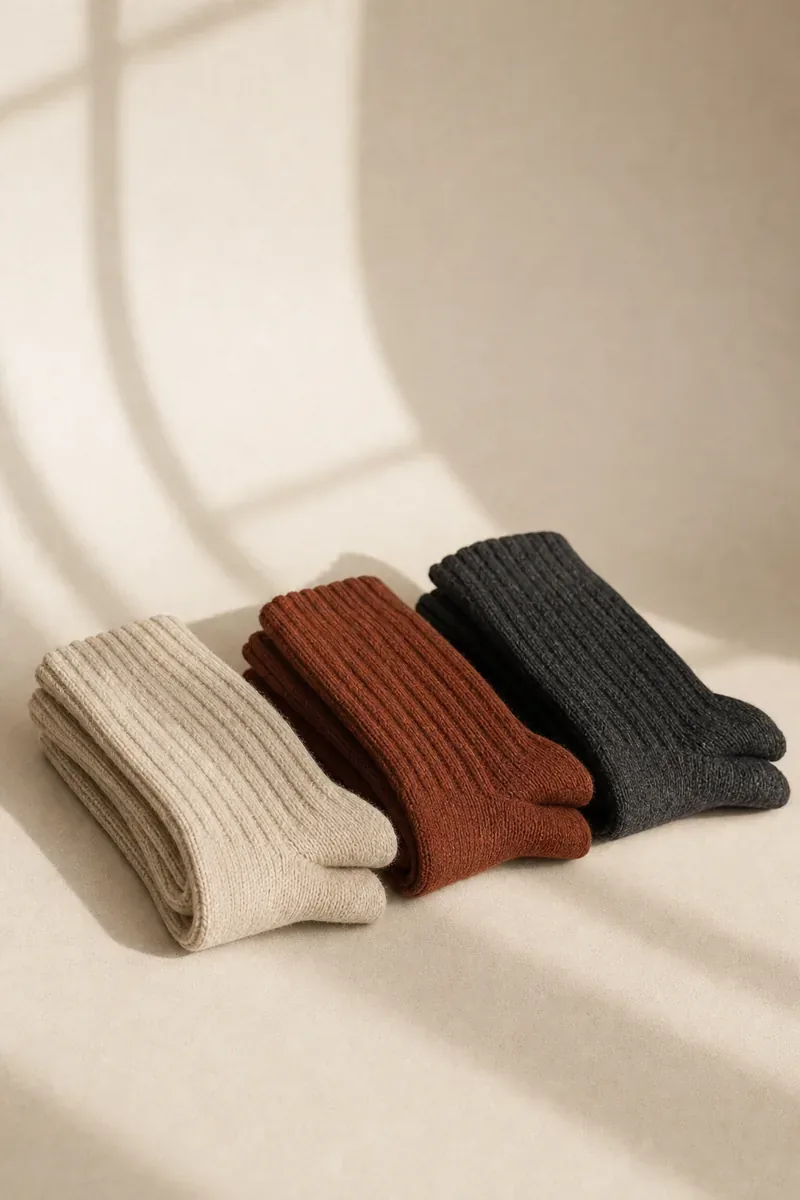 Ribbed Wool Socks, Set of Three
